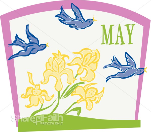 Flying Birds and Flowers in May