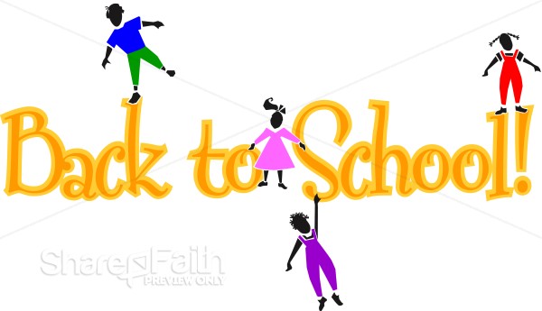 Yellow Back to School Words with Playful Kids