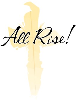 All Rise with Brushstroke Yellow Cross