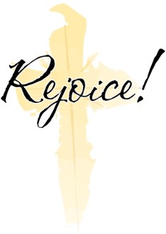 Rejoice with Gold Watercolor Cross