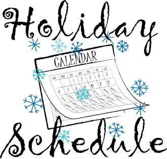 Winter Holiday Schedule Calendar
