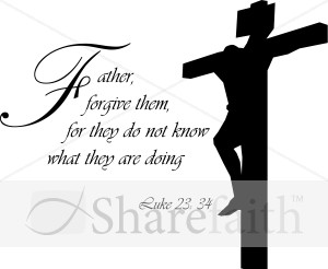 Luke 23:24 with Crucifixion Silhouette