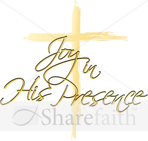 Joy in His Presence Script with Brushstroke Cross