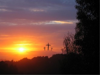 Three Crosses Against Glowing Sunset Three Crosses Against Glowing Sunset