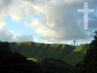 Three Crosses on Hillside