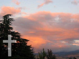 Sunset Clouds with Cross Watermark