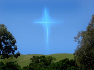 Blue Sky with Glowing Cross