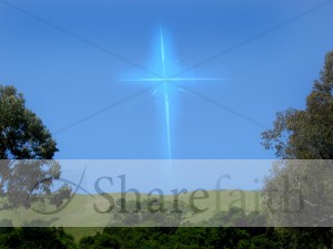Blue Sky with Glowing Cross