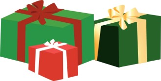 Three Gift Boxes with Christmas Colors