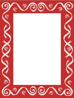 Red Bar Frame with Gray Ribbon Swirls