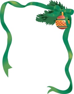 Green Ribbon Christmas Frame with Ornament