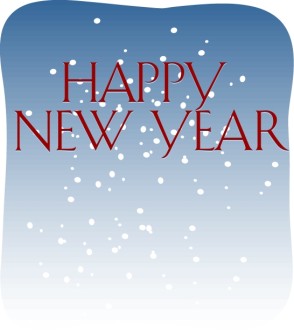 Happy New Year in Falling Snow