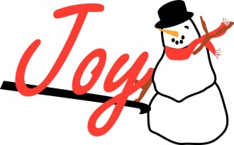 Cheerful Snowman with Joy Sign