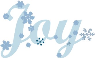 Blue Joy Text with Snowflakes