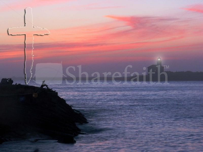 Red Harbor Sky with Cross Outline