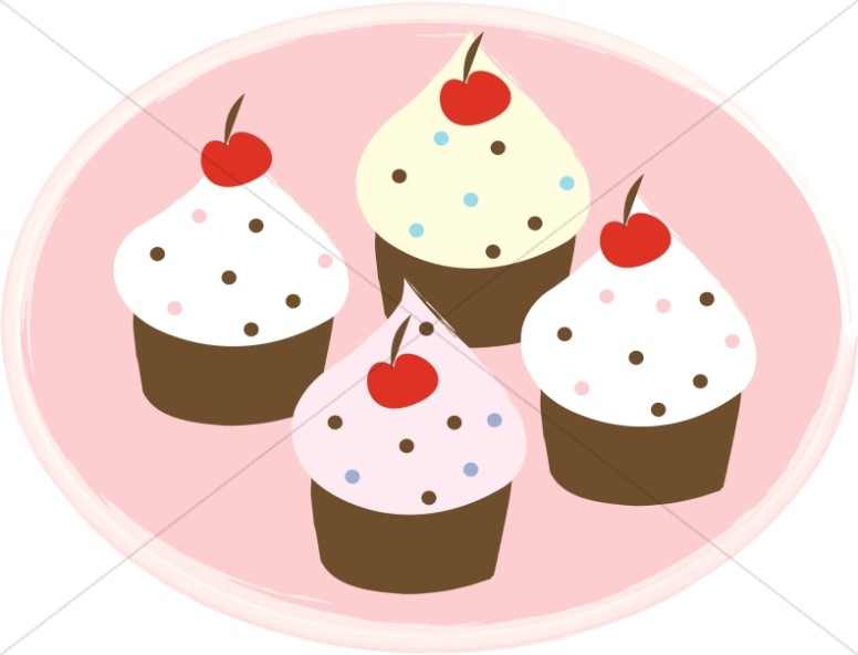 Four Cupcakes Clipart Thumbnail Showcase
