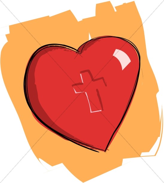 Heart Imprinted with Cross on Orange Thumbnail Showcase