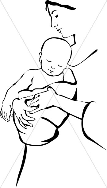 Mother with Child Line Art
