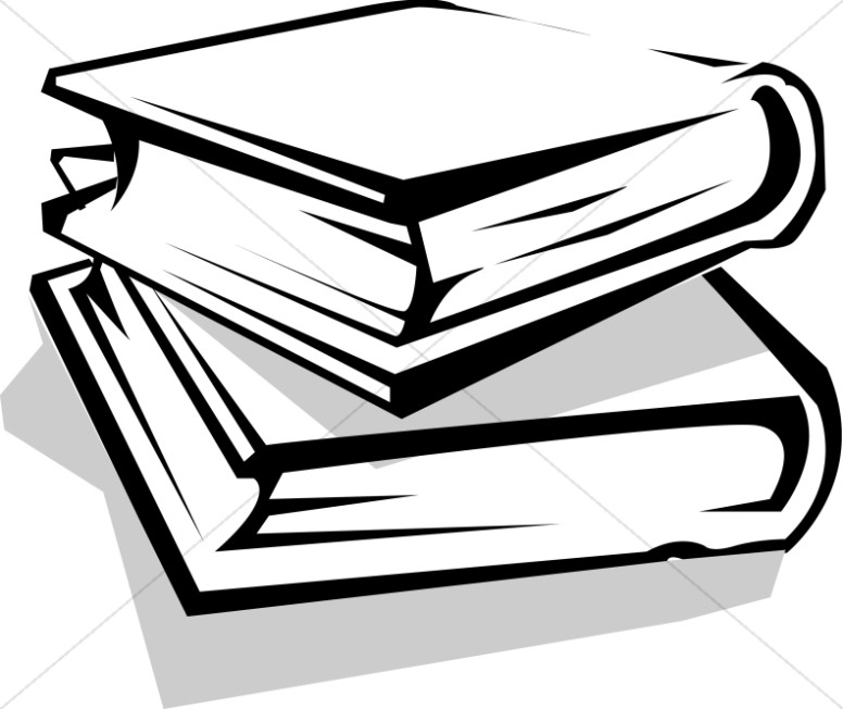 stack of books clip art black and white