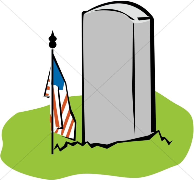 Blank Tombstone with Memorial American Flag Thumbnail Showcase