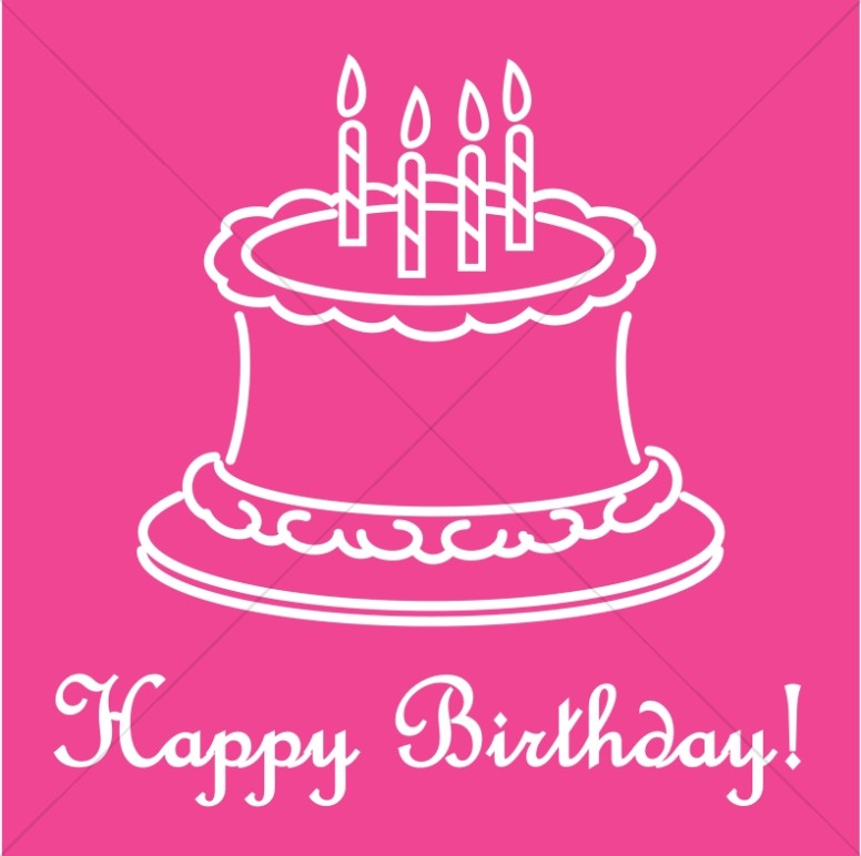 Pink Happy Birthday Script with Outlined Cake Thumbnail Showcase