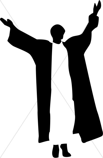 Robed Figure in Black and White