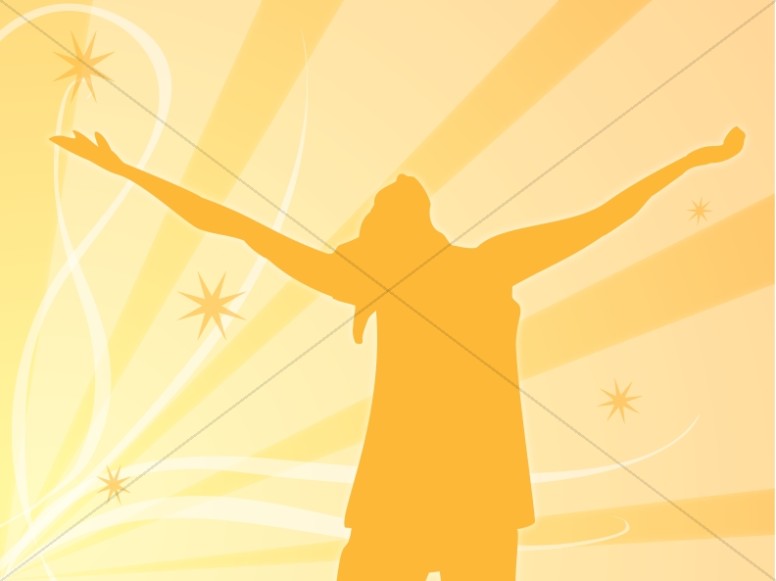 Praising Woman in Orange Silhouette