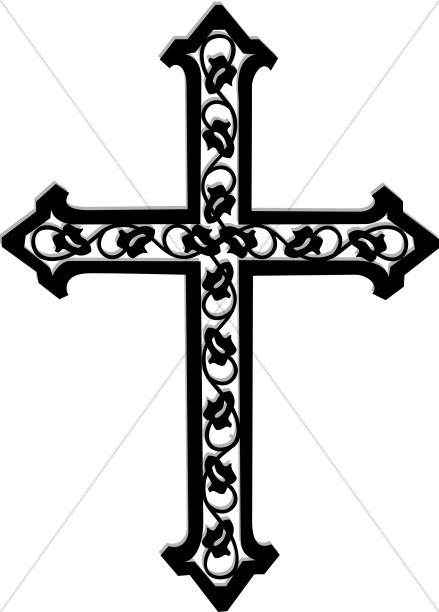Cross with Ivy in Black and White Thumbnail Showcase