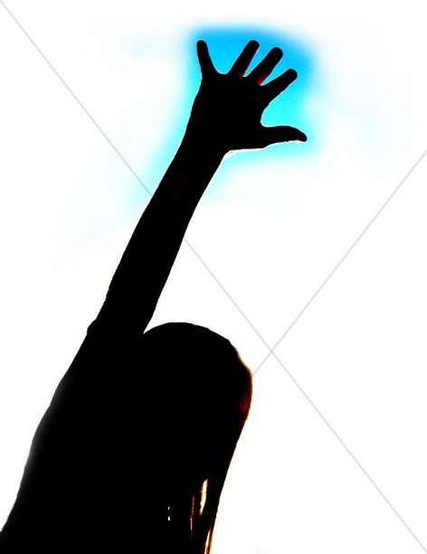Female Hand Raise with Blue Shadow Thumbnail Showcase