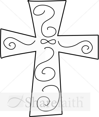 Black and White Swirl Cross | Cross Clipart