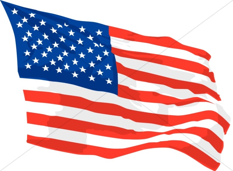 America Flag Waving in Wind