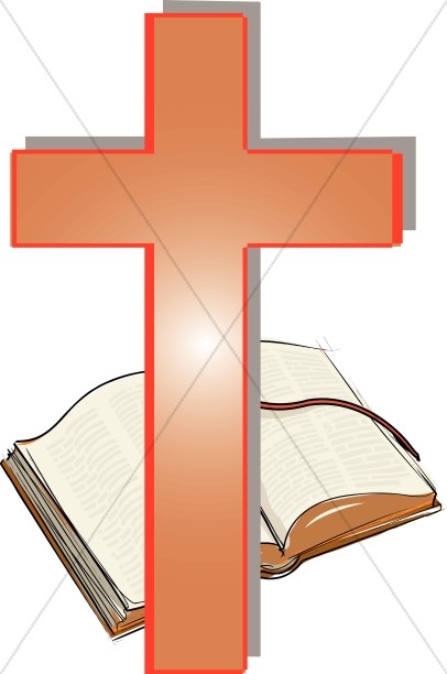 Orange Cross and Open Bible Clipart Thumbnail Showcase
