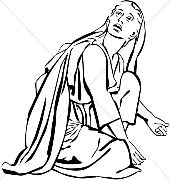 virgin mary black and white clip art