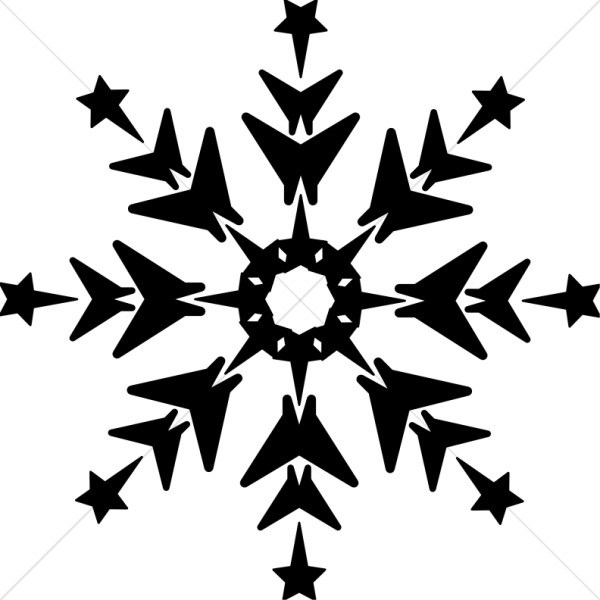 Black and White Snowflake with Stars Thumbnail Showcase