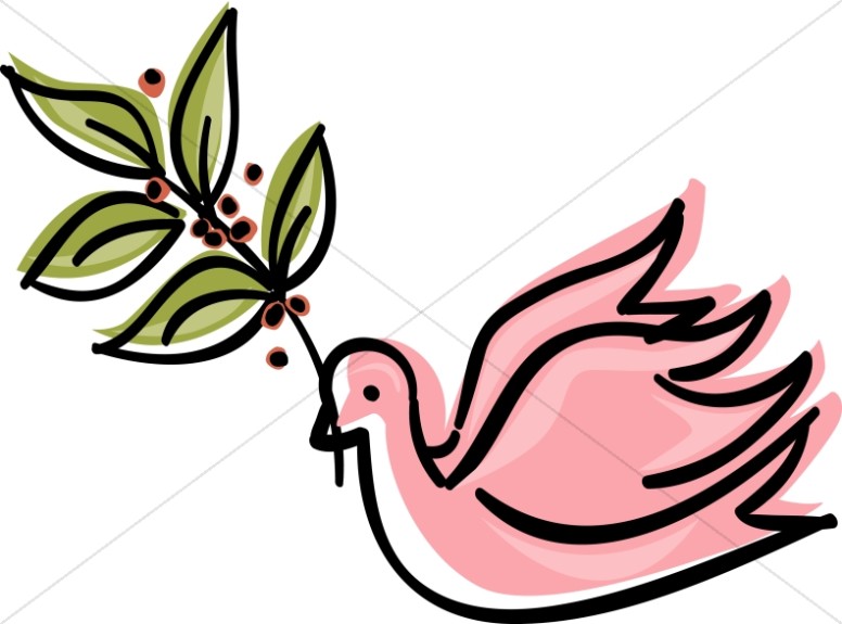 Pink Dove with Olive Branch Clipart Thumbnail Showcase