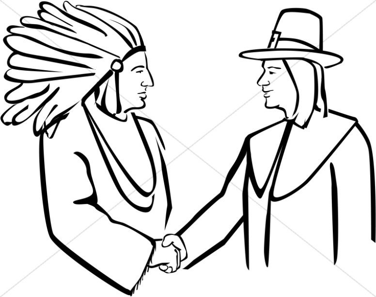 pilgrims and indians thanksgiving clip art