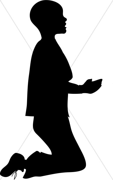 Boy Kneeling in Silhouette Clipart Thumbnail Showcase