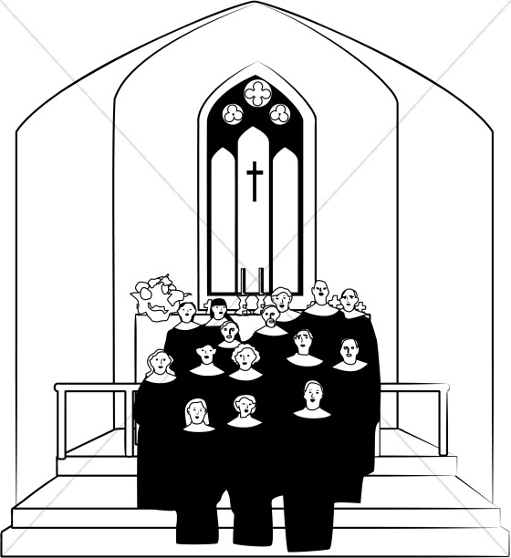 Church Choir Clipart in Black and White Thumbnail Showcase