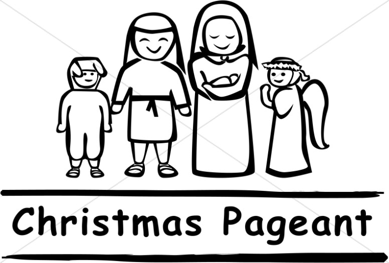 Black and White Christmas Pageant Word Art Thumbnail Showcase