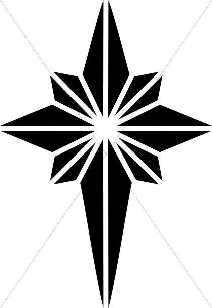 Black and White Nativity Star Clipart Thumbnail Showcase