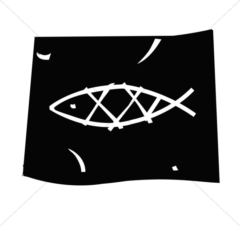 Black and White Fish Symbol Clipart Thumbnail Showcase