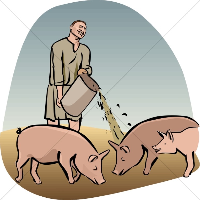 Prodigal Son Feeds Swine Clipart Thumbnail Showcase