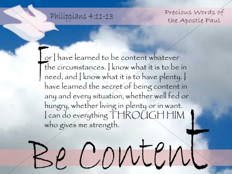 Contentment Christian Background with Scripture