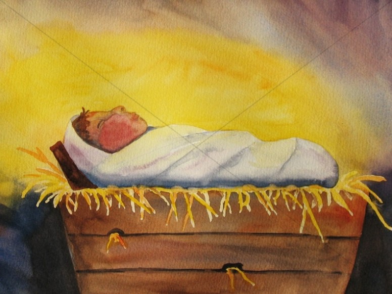 Watercolor Baby in a Manger Thumbnail Showcase