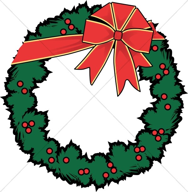 Holly Wreath with Red Bow Thumbnail Showcase
