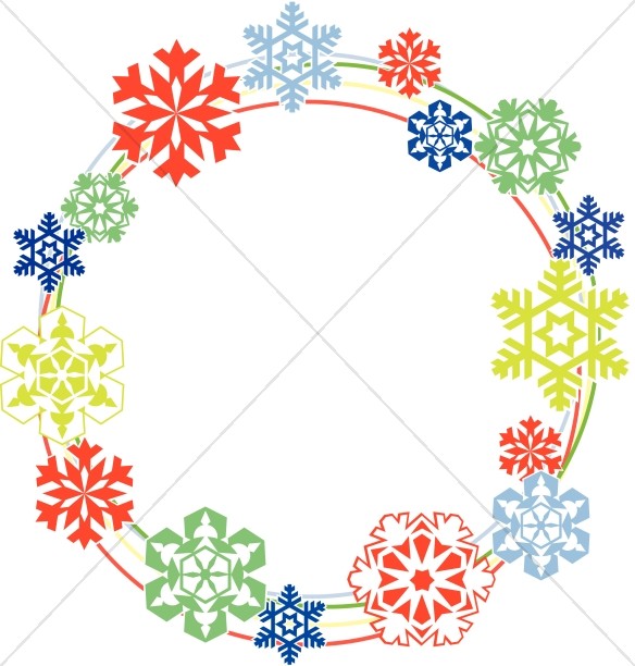 Colored Snowflakes Circle Border Thumbnail Showcase