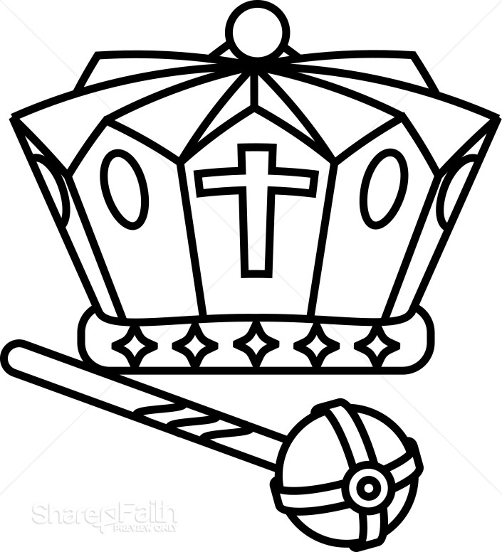 Black and White Crown and Scepter | Crown Clipart