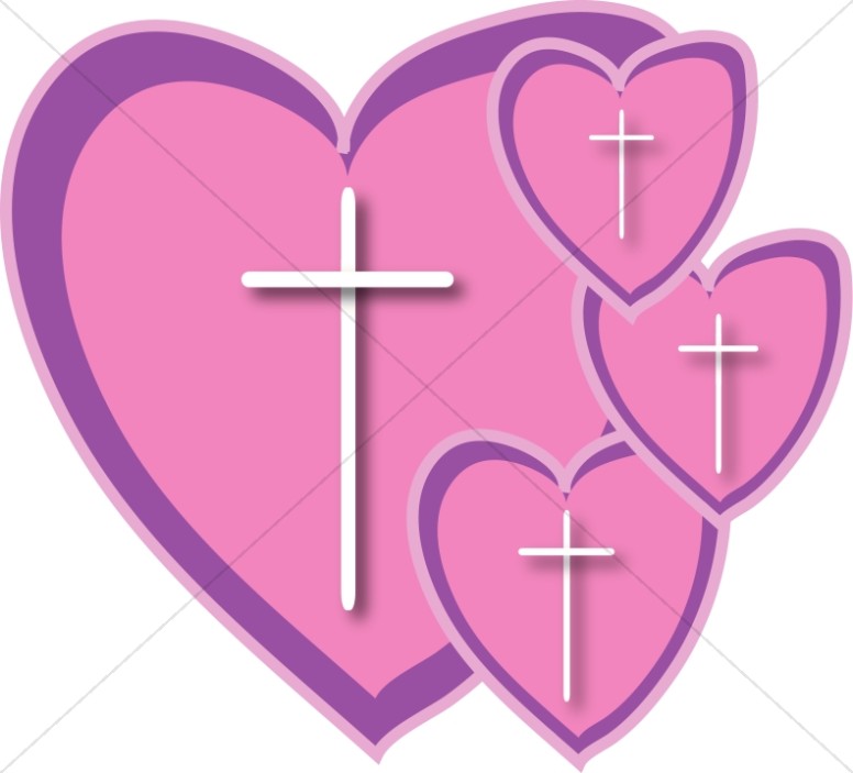 Four Pink hearts with Crosses Thumbnail Showcase