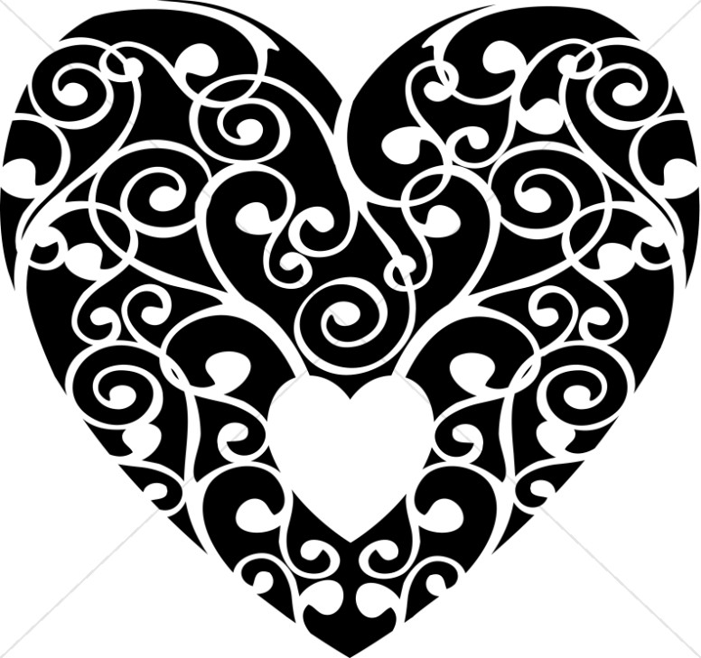 Black and White Swirls Heart Thumbnail Showcase