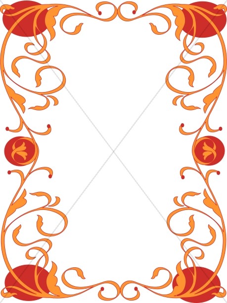 Orange and Red Asian Border